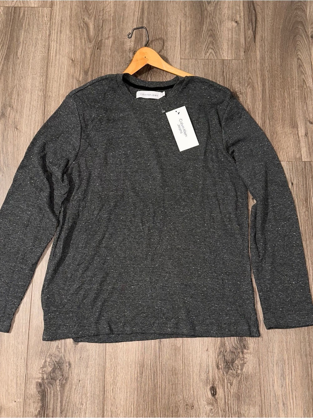Calvin Klein Gray Crewneck Shirt Knit Textured